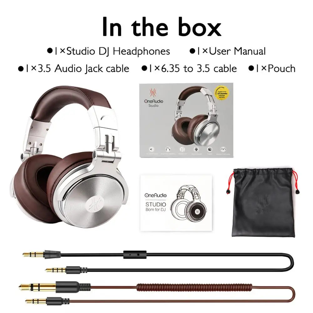 Professional Studio DJ Headphones With Microphone Over Ear
