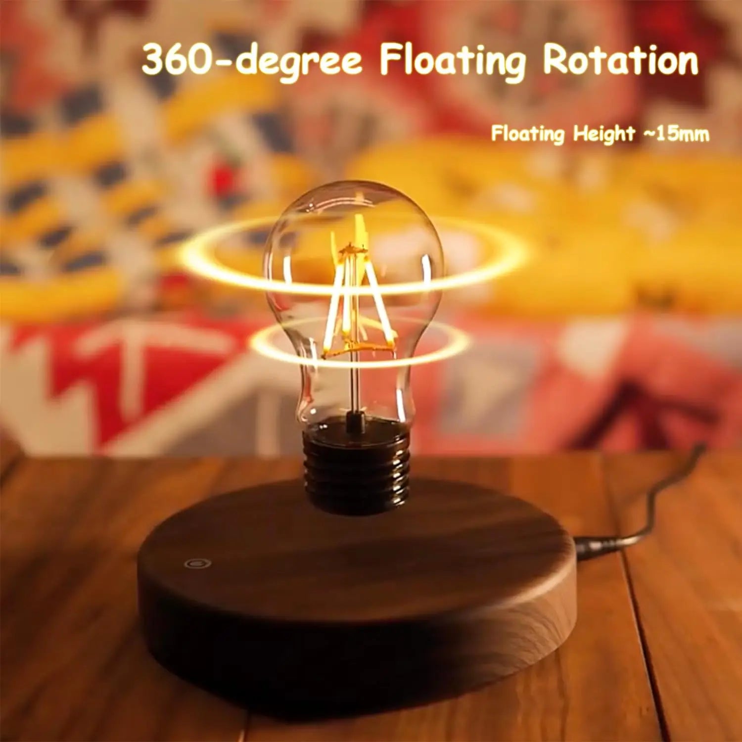 3D Levitating Moon LED Night Light Magnetic Floating Table Lamp with Wooden Base Multi-Color Temperature Settings Creative Gift