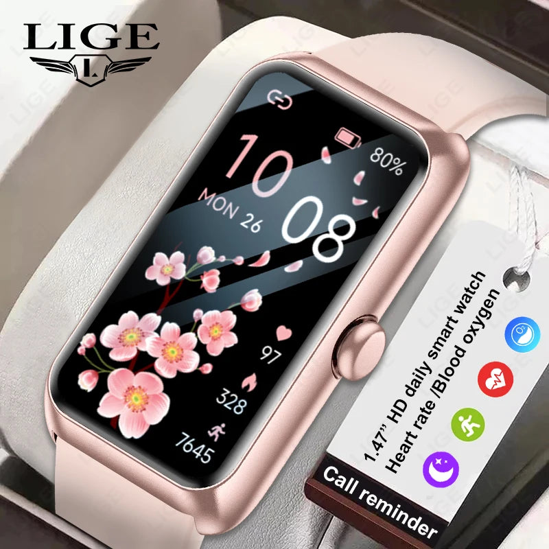 LIGE Fashion Full Touch Screen Smart Watch Women Call Reminder Women's Bracelet 100+ Sports Mode Heart Rate Monitor Smartwatch