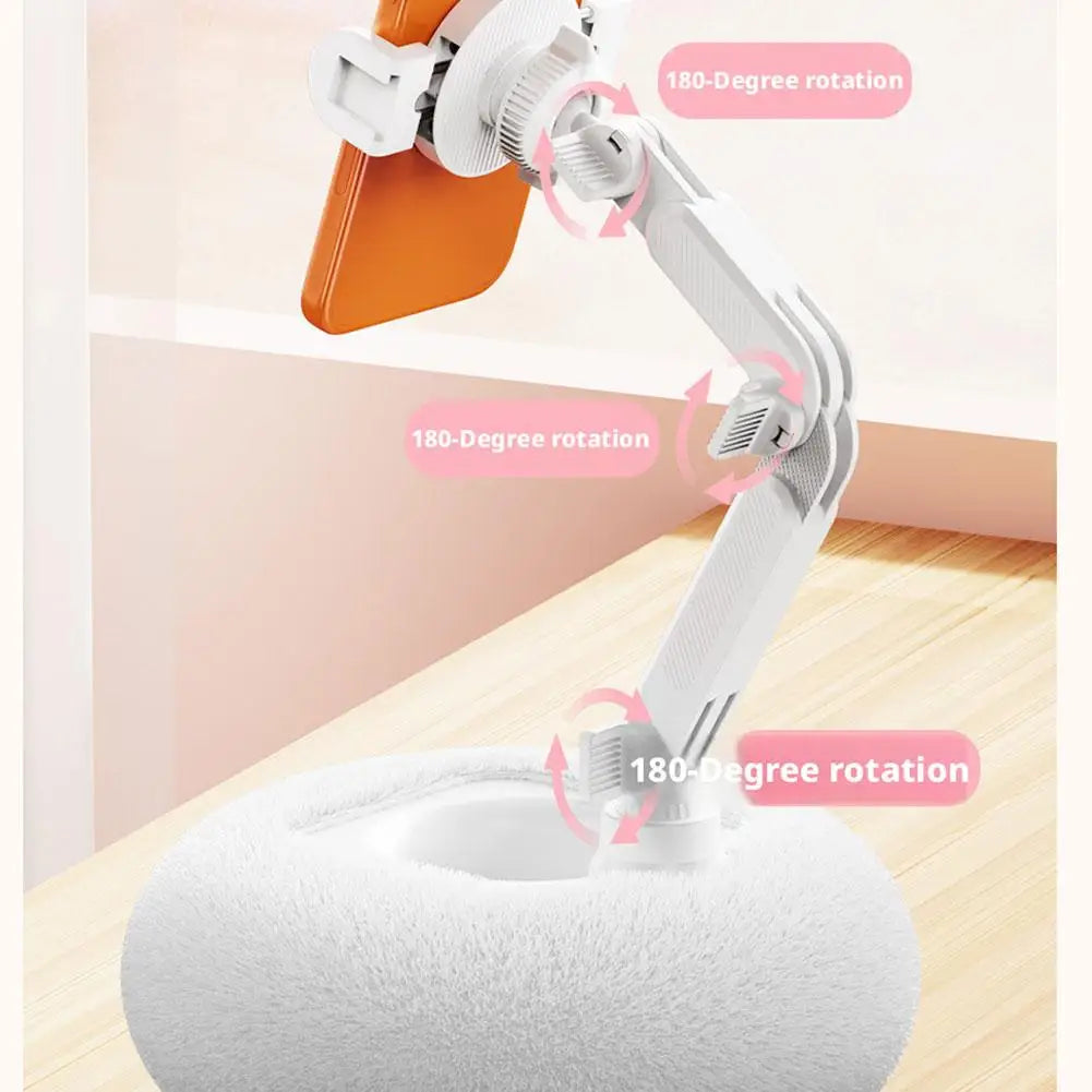 Plush Pillow Mobile Phone / Tablet Holder Desktop Stand Adjustable Length