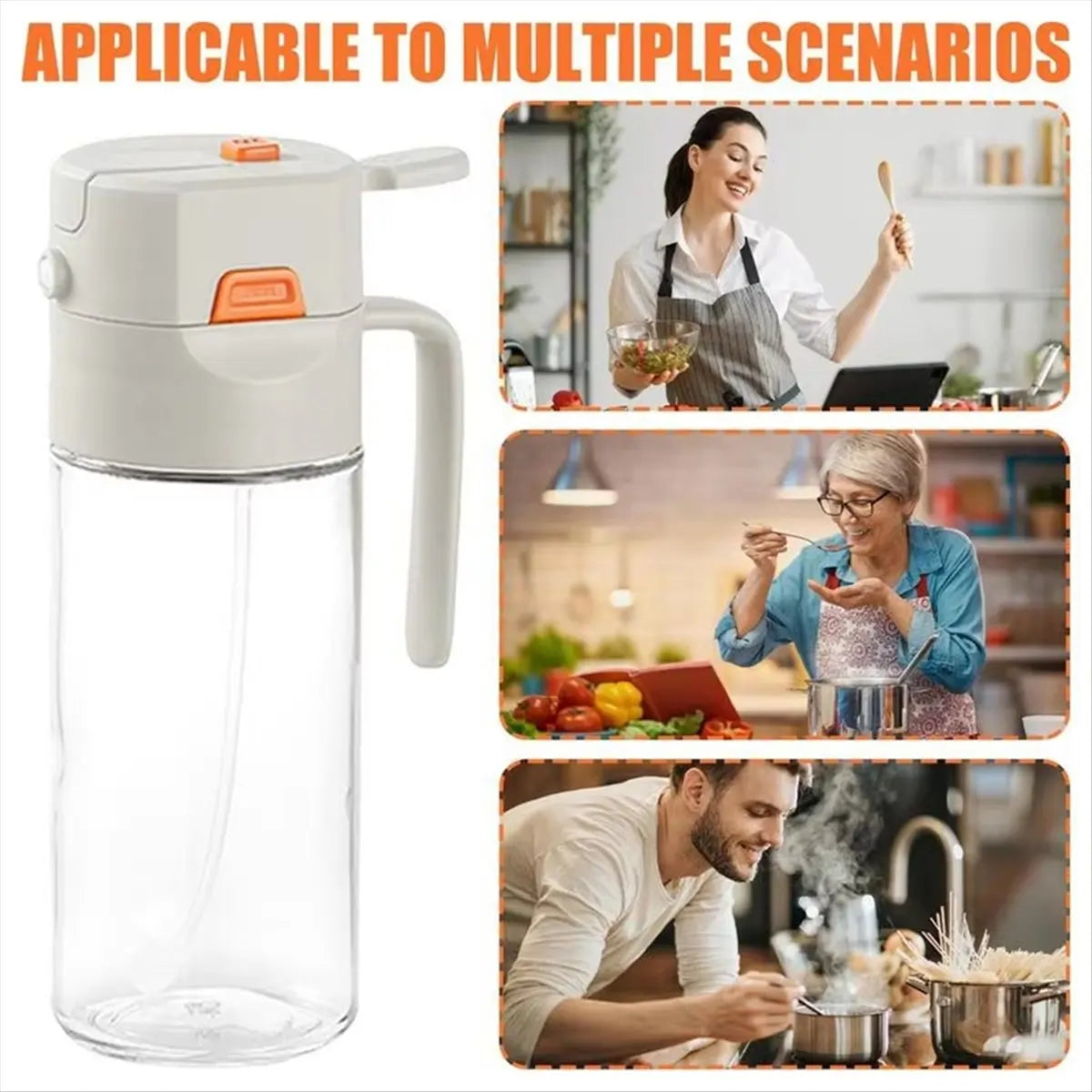 AA81-Oil Bottle For Cooking - Glass Olive Oil Sprayer And Pourer, Ideal For Grilling, Baking, And Salad Dressing