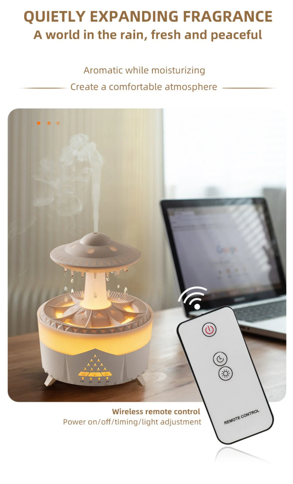UFO Umbrella Essential Oils Diffuser Large Capacity Humidifier Christmas Jellyfish Aroma Diffuser Raindrop Sleeping Night Lights
