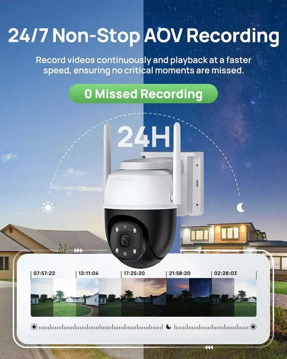 Recording Solar Wifi Cctv Camera System Smart AI Wifi 4g Wireless Outdoor PTZ Security Camera  Camhi Battery Powered