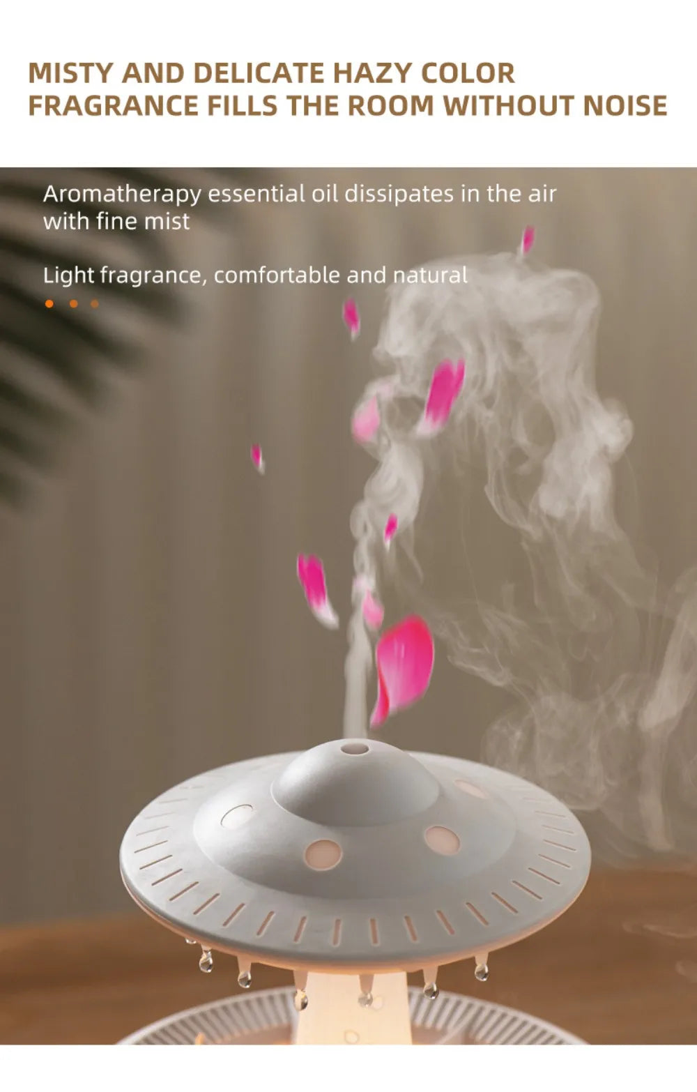 UFO Umbrella Essential Oils Diffuser Large Capacity Humidifier Christmas Jellyfish Aroma Diffuser Raindrop Sleeping Night Lights