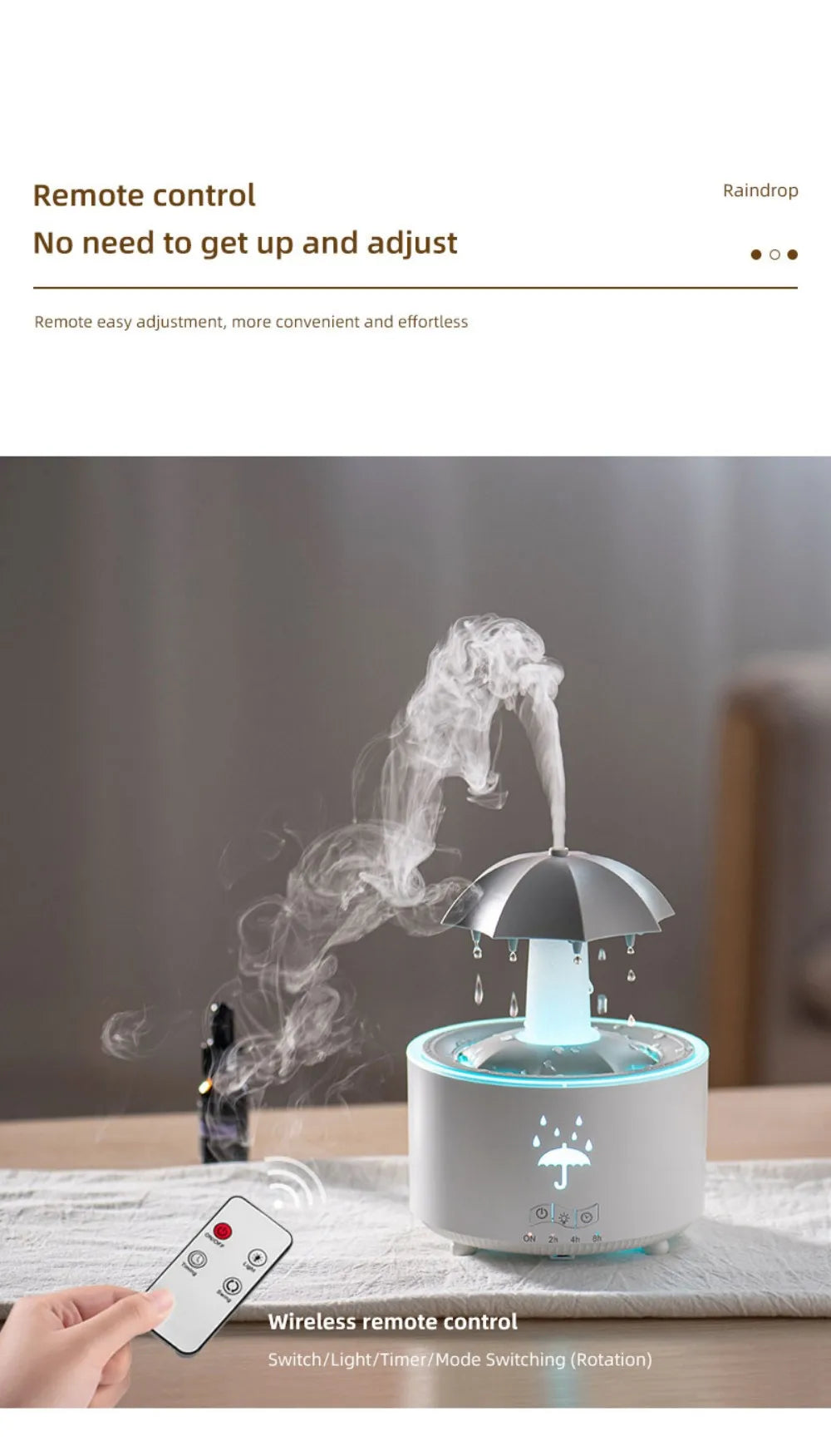 UFO Umbrella Essential Oils Diffuser Large Capacity Humidifier Christmas Jellyfish Aroma Diffuser Raindrop Sleeping Night Lights