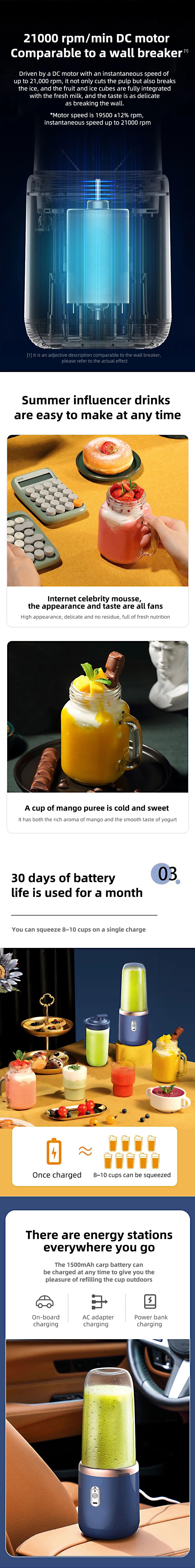Portable Blender Bottle Electric Fresh Juice Smoothie Blender