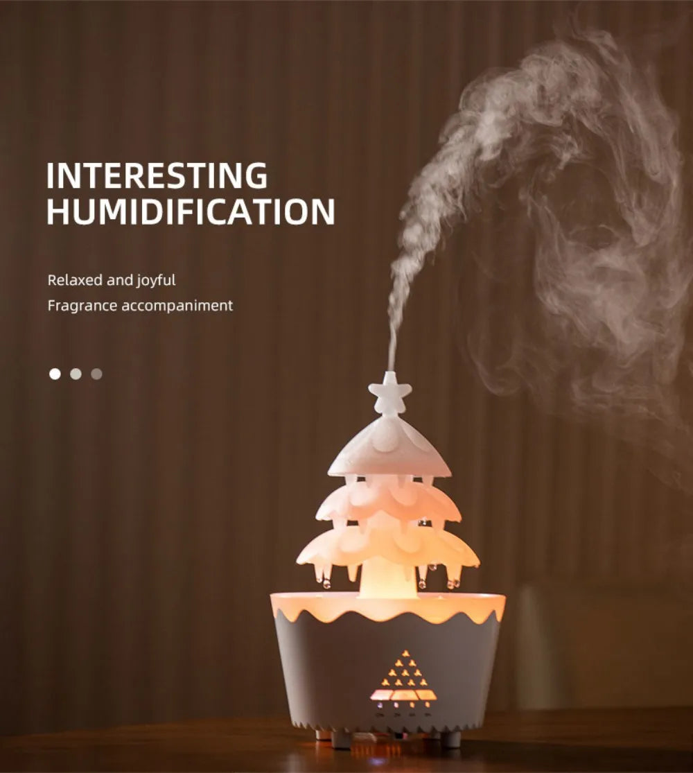 UFO Umbrella Essential Oils Diffuser Large Capacity Humidifier Christmas Jellyfish Aroma Diffuser Raindrop Sleeping Night Lights