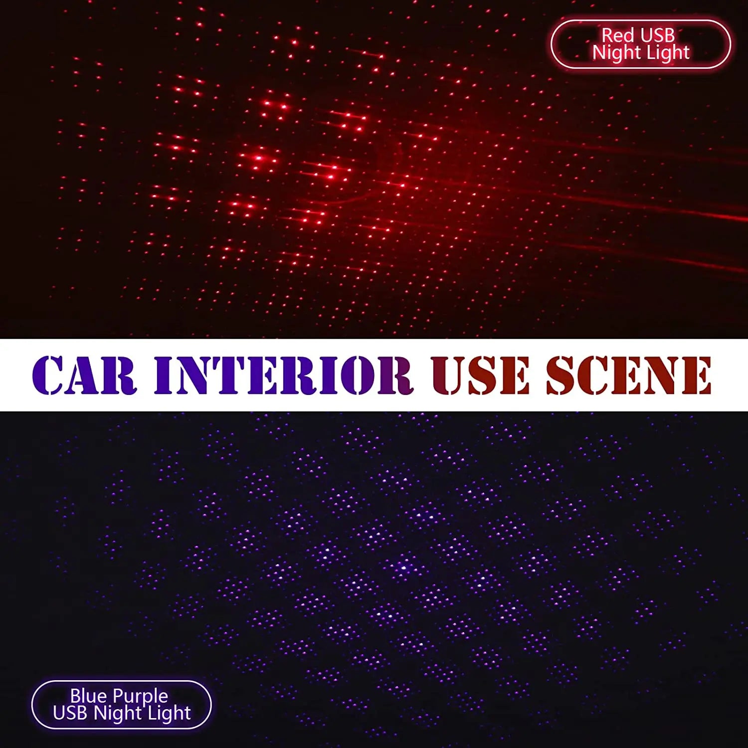 LED Car Roof Star Night Light Projector Atmosphere Galaxy Lamp USB Decorative Adjustable for Auto Roof Room Ceiling Decor