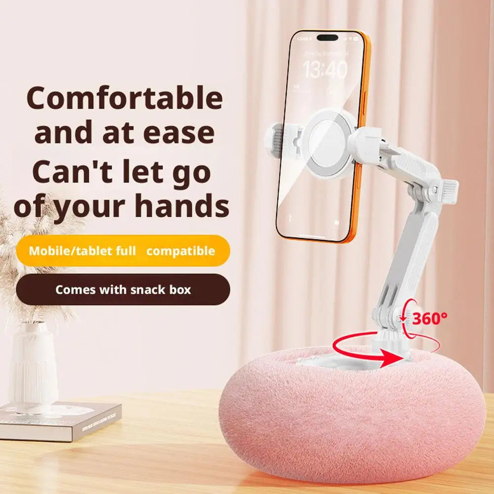 Plush Pillow Mobile Phone / Tablet Holder Desktop Stand Adjustable Length