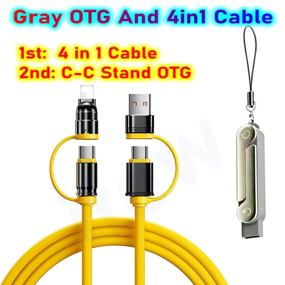 USB Type C Flat Charger Charging Cable C Kick Cable Stand Invisible Support Foldable Phone Holder 240W Charge Bracket For iPhone