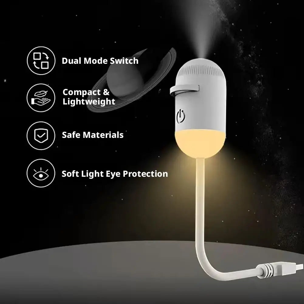 Romantic 2-in-1 Rotatable Galaxy Star Projector Portable USB LED Night Light Sleep Atmosphere Lamp Home Wedding Party Decoration