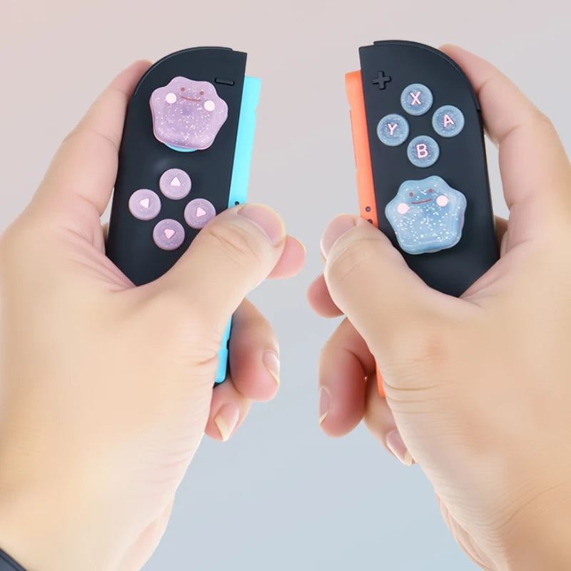 Cute Bling Silicone Soft D-pad Button ABXY Key Sticker Skin Case For Switch 2/NS Oled Joy-con Thumb Stick Grip Cap Cover
