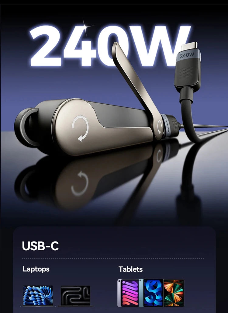 USB Type C Flat Charger Charging Cable C Kick Cable Stand With Invisible Support Foldable Phone Holder 240W Charge Wire Bracket