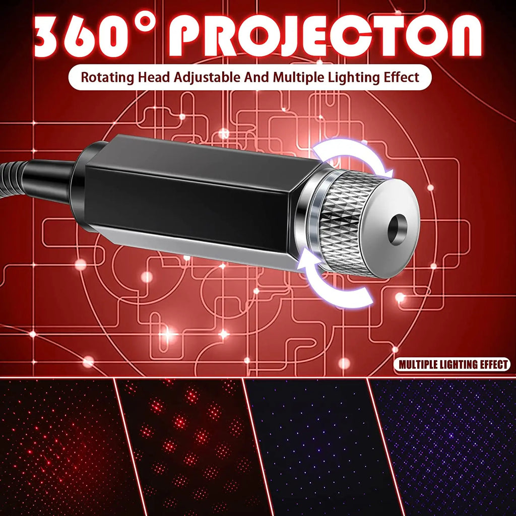 LED Car Roof Star Night Light Projector Atmosphere Galaxy Lamp USB Decorative Adjustable for Auto Roof Room Ceiling Decor