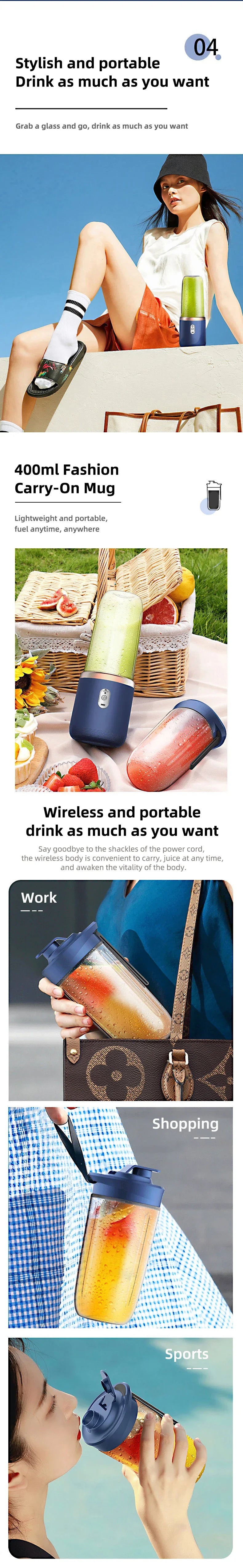 Portable Blender Bottle Electric Fresh Juice Smoothie Blender