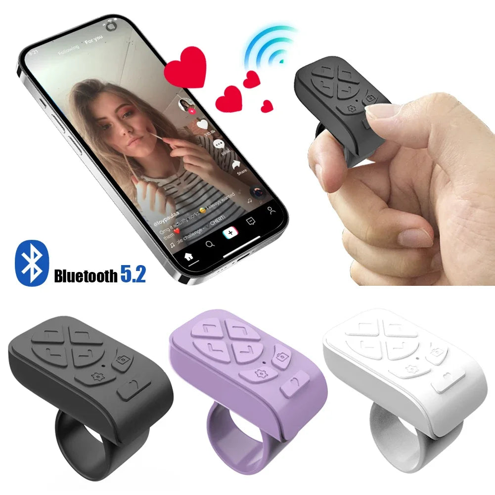 Bluetooth Remote Control 7 Buttons Scrolling Finger Phone Video Control Selfie Stick Automatic Page Fingertip Camera Controller