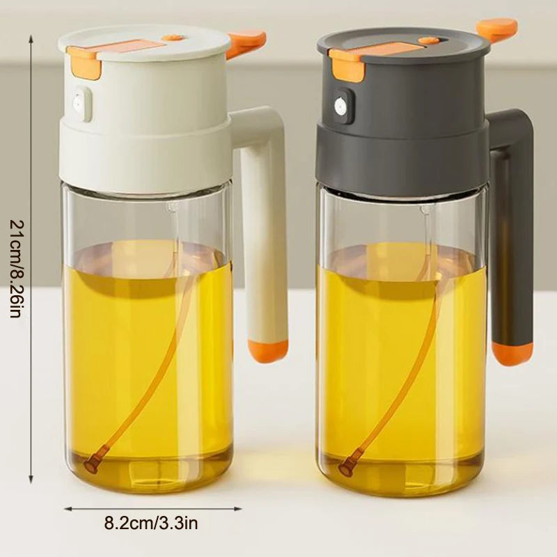 2-in-1 Oil Spray Bottle 470/650ml Large Capacity Leakproof Glass Oiler with Pour Spout Multifunctional Kitchen Cooking Accessory