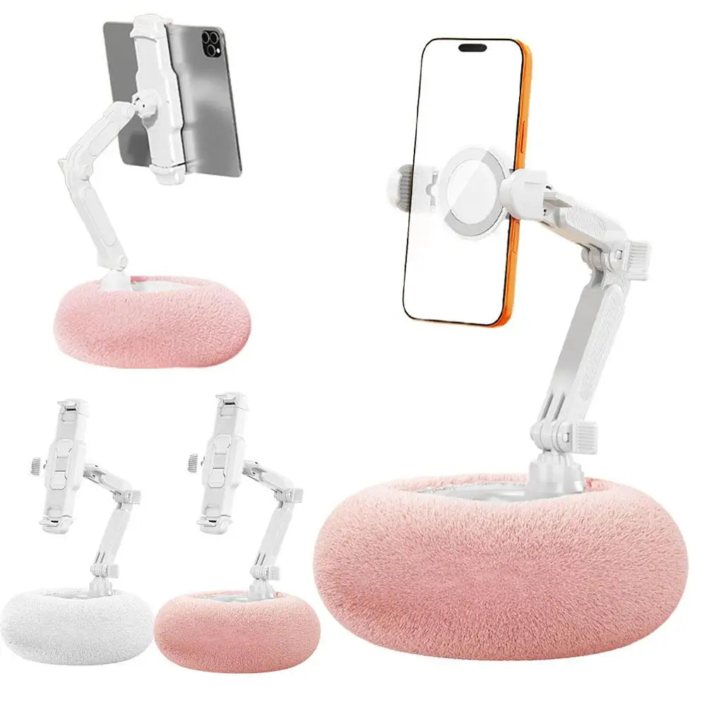 Plush Pillow Mobile Phone / Tablet Holder Desktop Stand Adjustable Length