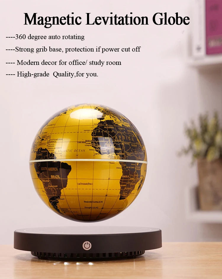 Magnetic Levitation Globe 3D Luminous Self 360 Degree Rotating Night Light Led Earth Floating Lamp Office Desktop Student Gift