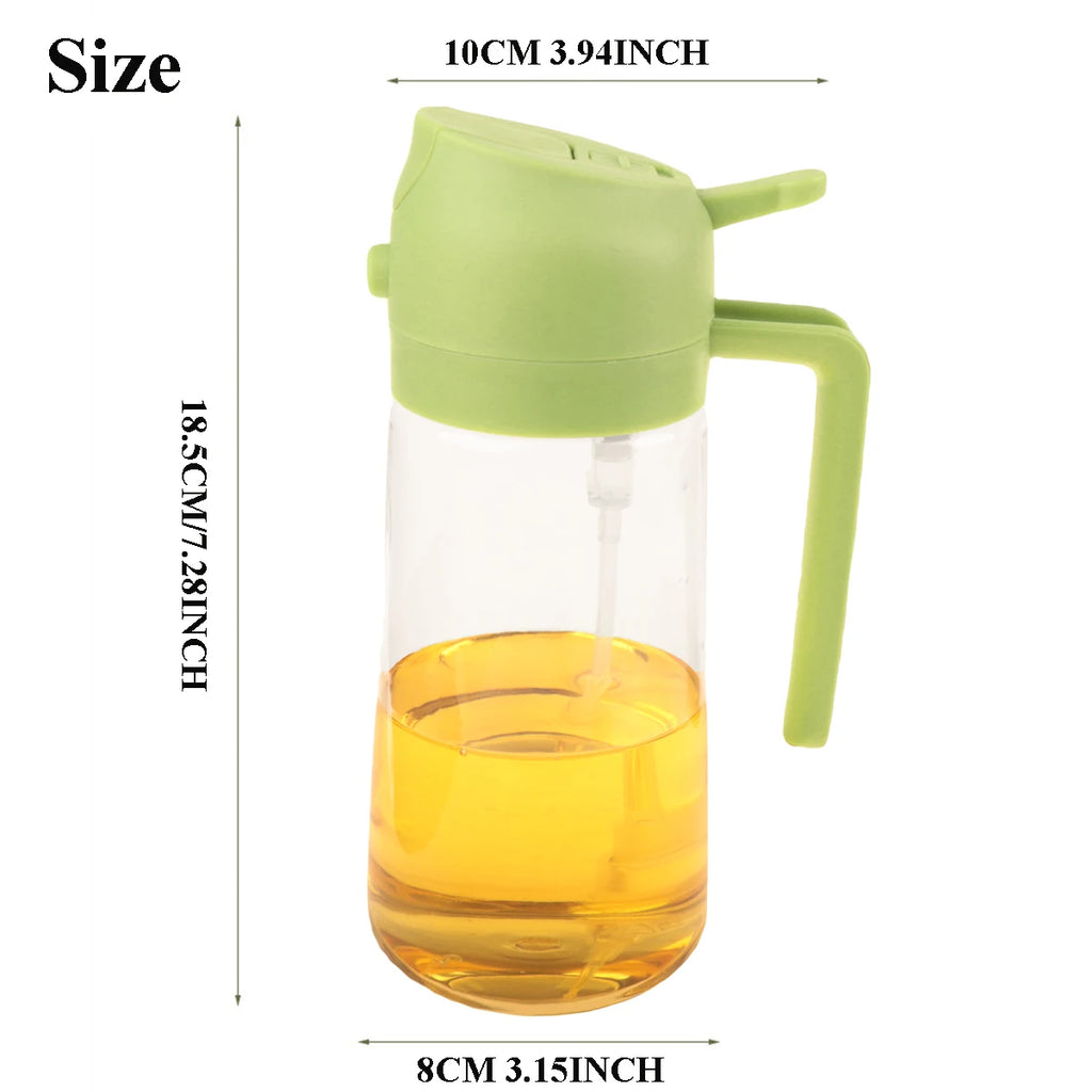 16oz Oil Dispenser Bottle for Kitchen, 2 in 1 Olive Oil Dispenser and Oil Sprayer, 470ml Olive Oil Spray Bottle for Cooking