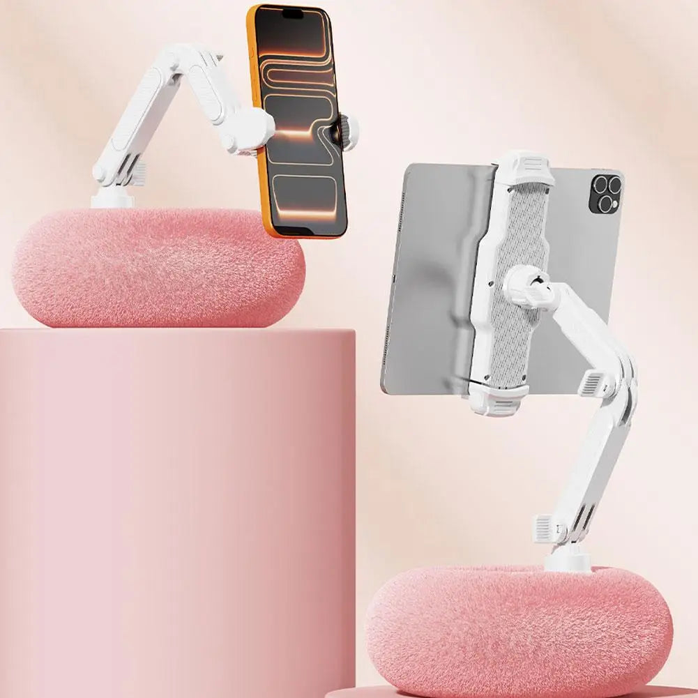 Plush Pillow Mobile Phone / Tablet Holder Desktop Stand Adjustable Length