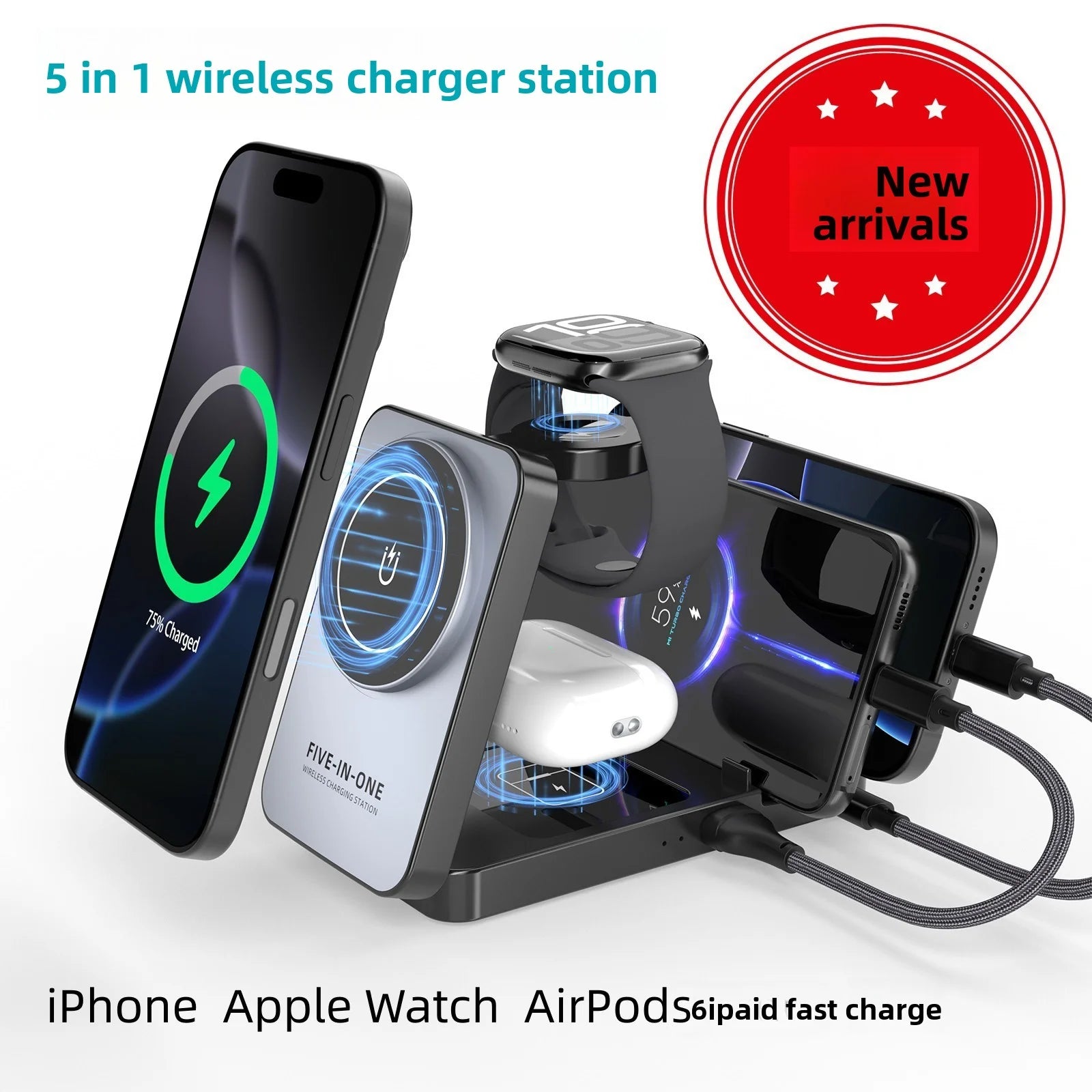 Multifunctional Foldable 5-In-1 Phone Watch Earphone Magnetic