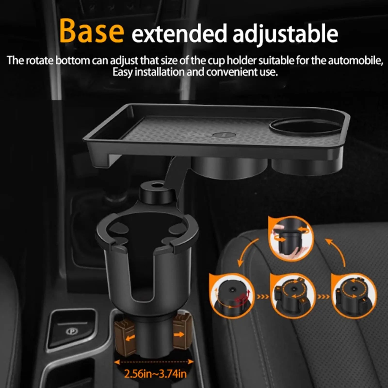 Universal Car Cup Holder Tray Adjustable Dual Cup Holder Auto