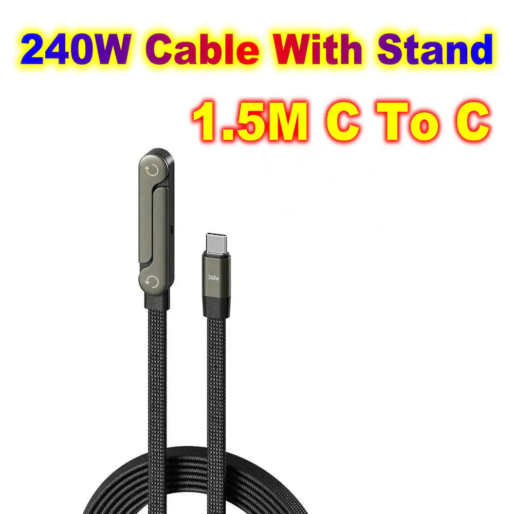 USB Type C Flat Charger Charging Cable C Kick Cable Stand Invisible Support Foldable Phone Holder 240W Charge Bracket For iPhone