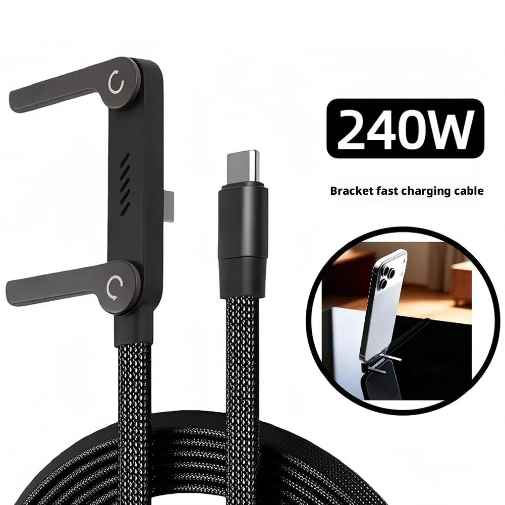 Chargestand 2-in-1 Cable,240W Fast Charging Cable USB Type C USB A,Holder Charger Cable with Stand Charging Cables