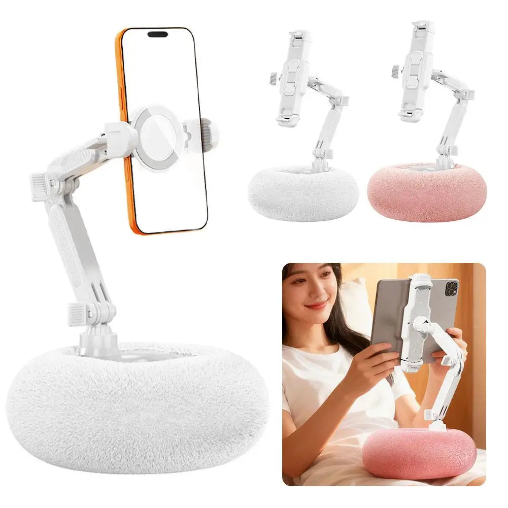 Plush Pillow Mobile Phone / Tablet Holder Desktop Stand Adjustable Length