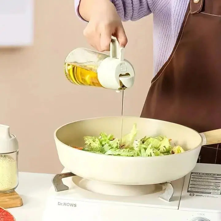 16oz Oil Dispenser Bottle for Kitchen, 2 in 1 Olive Oil Dispenser and Oil Sprayer, 470ml Olive Oil Spray Bottle for Cooking
