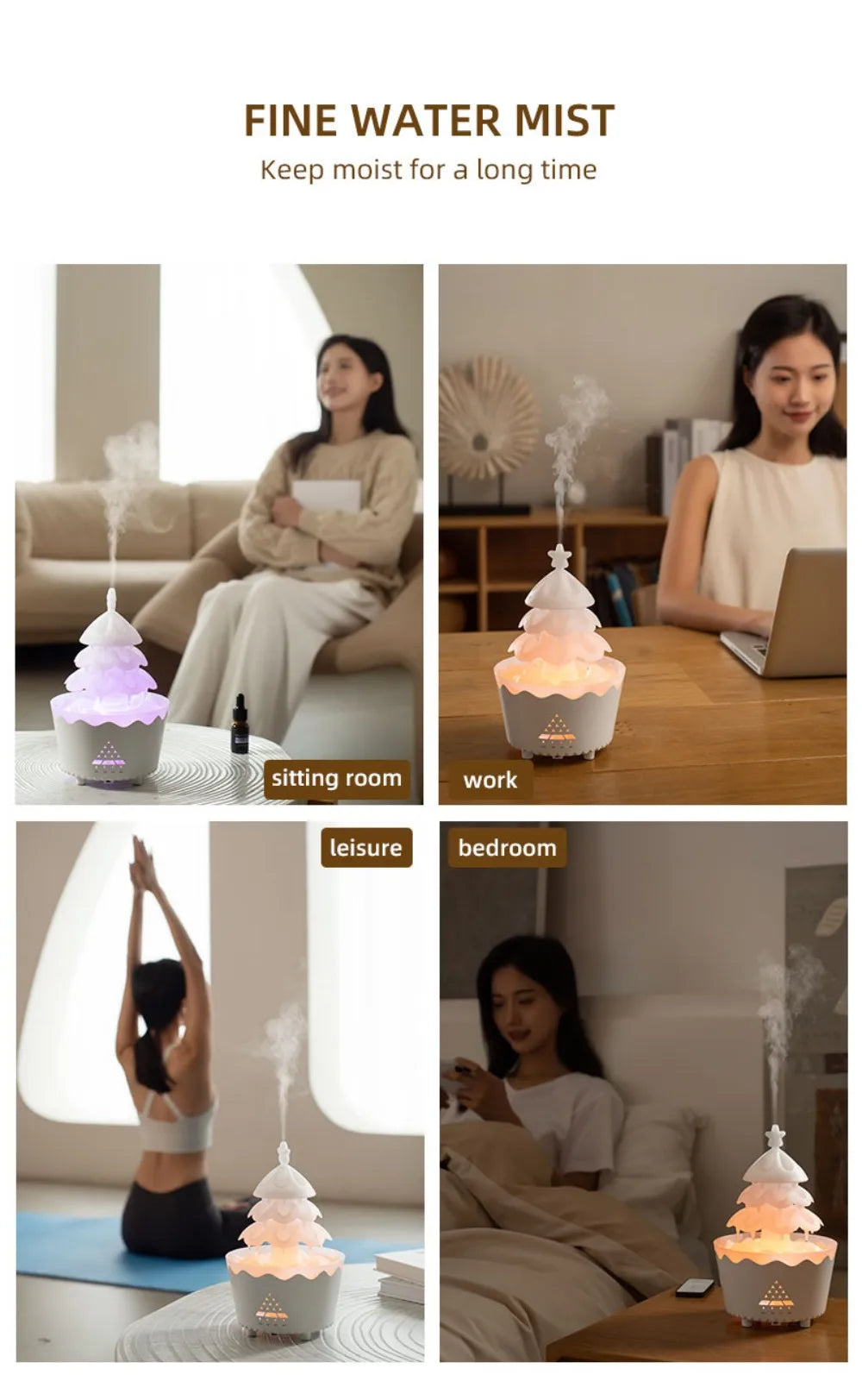 UFO Umbrella Essential Oils Diffuser Large Capacity Humidifier Christmas Jellyfish Aroma Diffuser Raindrop Sleeping Night Lights