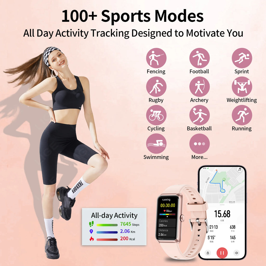 LIGE Fashion Full Touch Screen Smart Watch Women Call Reminder Women's Bracelet 100+ Sports Mode Heart Rate Monitor Smartwatch