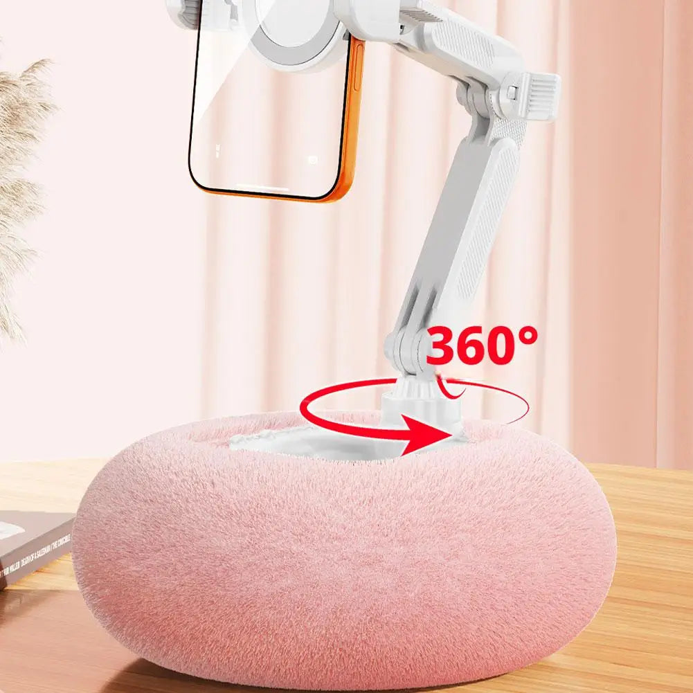 Plush Pillow Mobile Phone / Tablet Holder Desktop Stand Adjustable Length