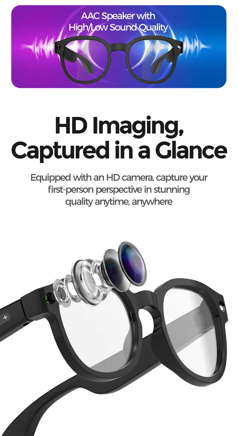 Xiaomi Bluetooth Call Cam Glasses 12MP Video Recording While 8K AI Translating Wifi Transmission Smart Glasses New AI Eyeglasses