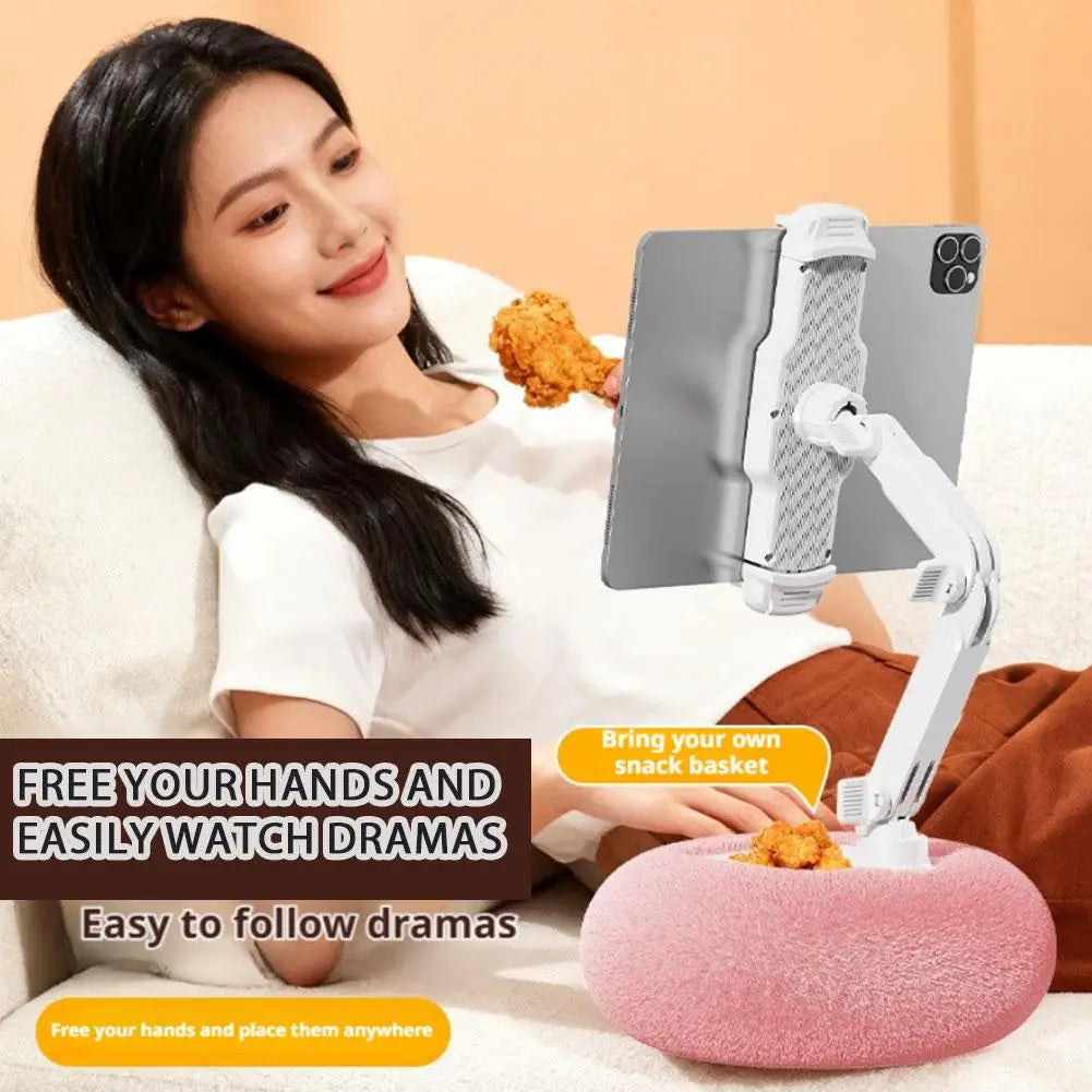 Plush Pillow Mobile Phone / Tablet Holder Desktop Stand Adjustable Length