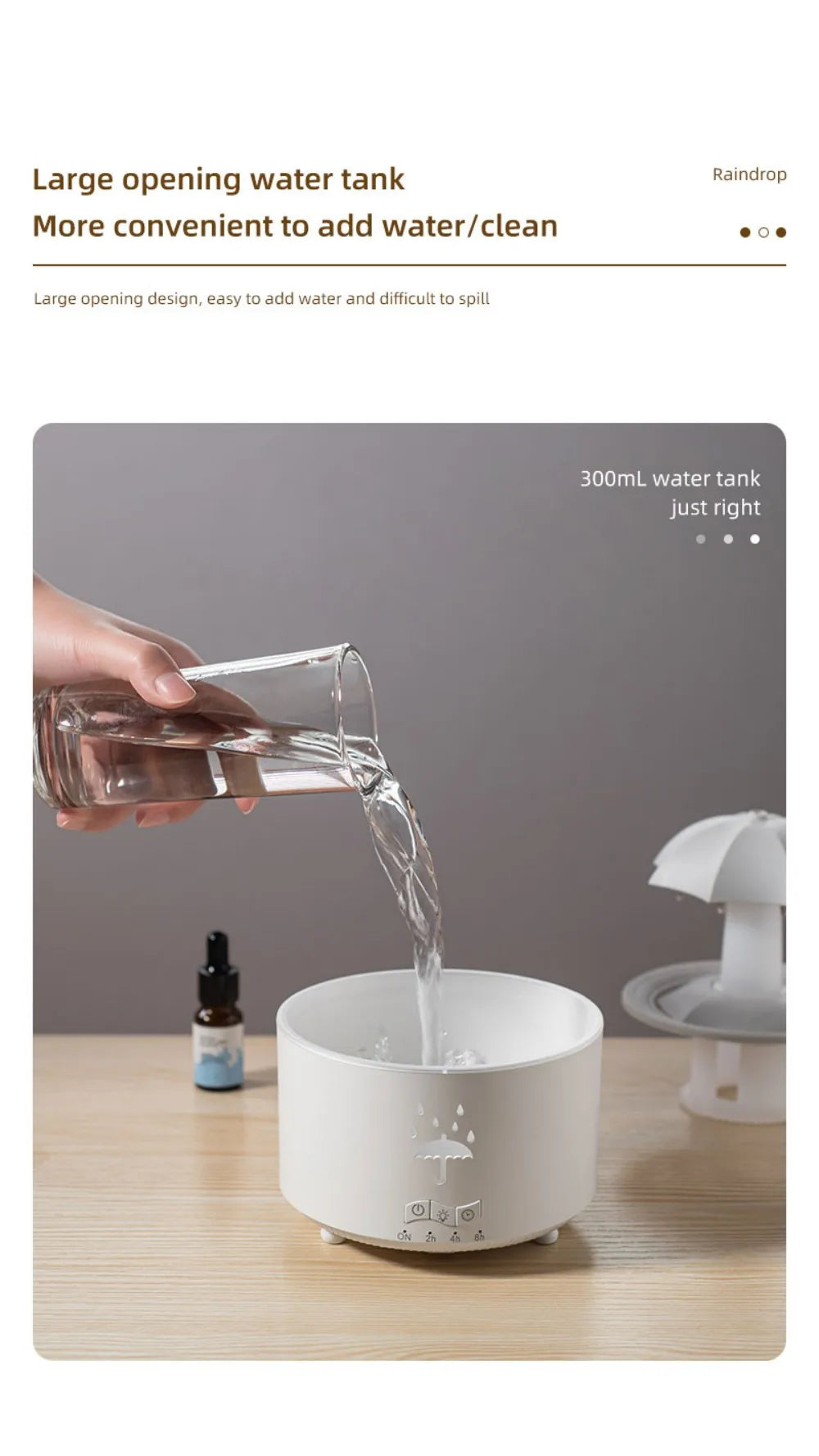 UFO Umbrella Essential Oils Diffuser Large Capacity Humidifier Christmas Jellyfish Aroma Diffuser Raindrop Sleeping Night Lights